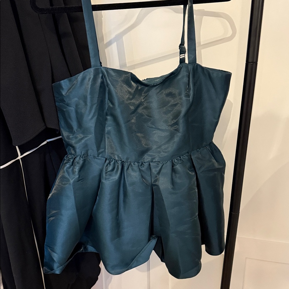 Anthro Chic Teal Peplum Top - NWT